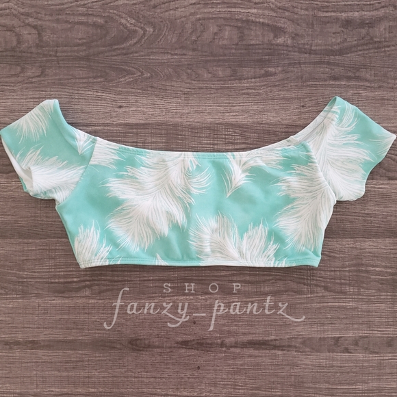 Vix Feathers off the shoulder bikini top new aqua - Picture 2 of 6
